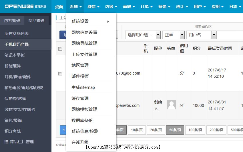 Hishop和OPenWBS商城系統的對比分析